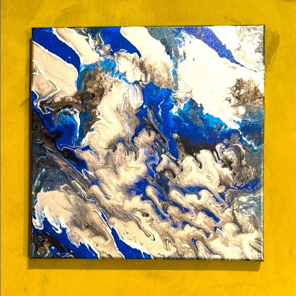 Abstract Blue and Gray Canvas Art - Picture 1 of 3